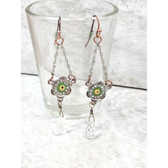 Green Evil Eye Dangle Earrings Drop Earring Jewel Trinket Jewelry Gifr for Her - Picture 4 of 10